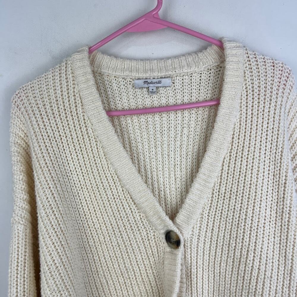 Madewell Shirttail Cardigan Sweater Chunky Size M Antique Cream - Picture 3 of 10